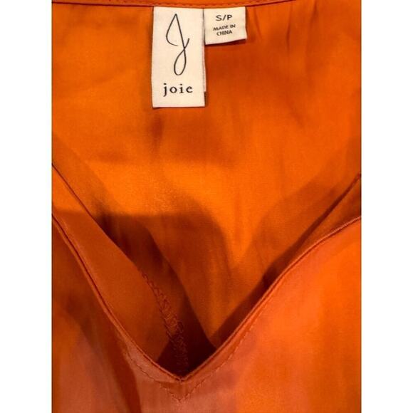 Joie Womens Orange V-Neck Long Sleeve Blouse With Shirred Cuffs & Hem Size S - Picture 3 of 10